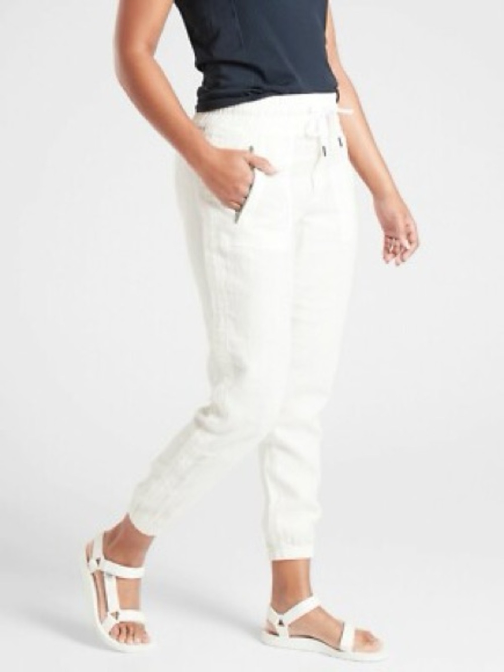 Athleta White Cabo Linen Joggers 6